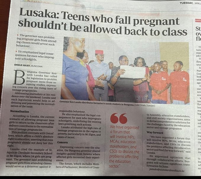 Our leader should understand that there various laws and policies guidelines to address issues. School re-entry policy guidelines should be reviewed and more awareness created to enlighten all stakeholders. @CREAWKenya @UNFPAKen @KELINKenya