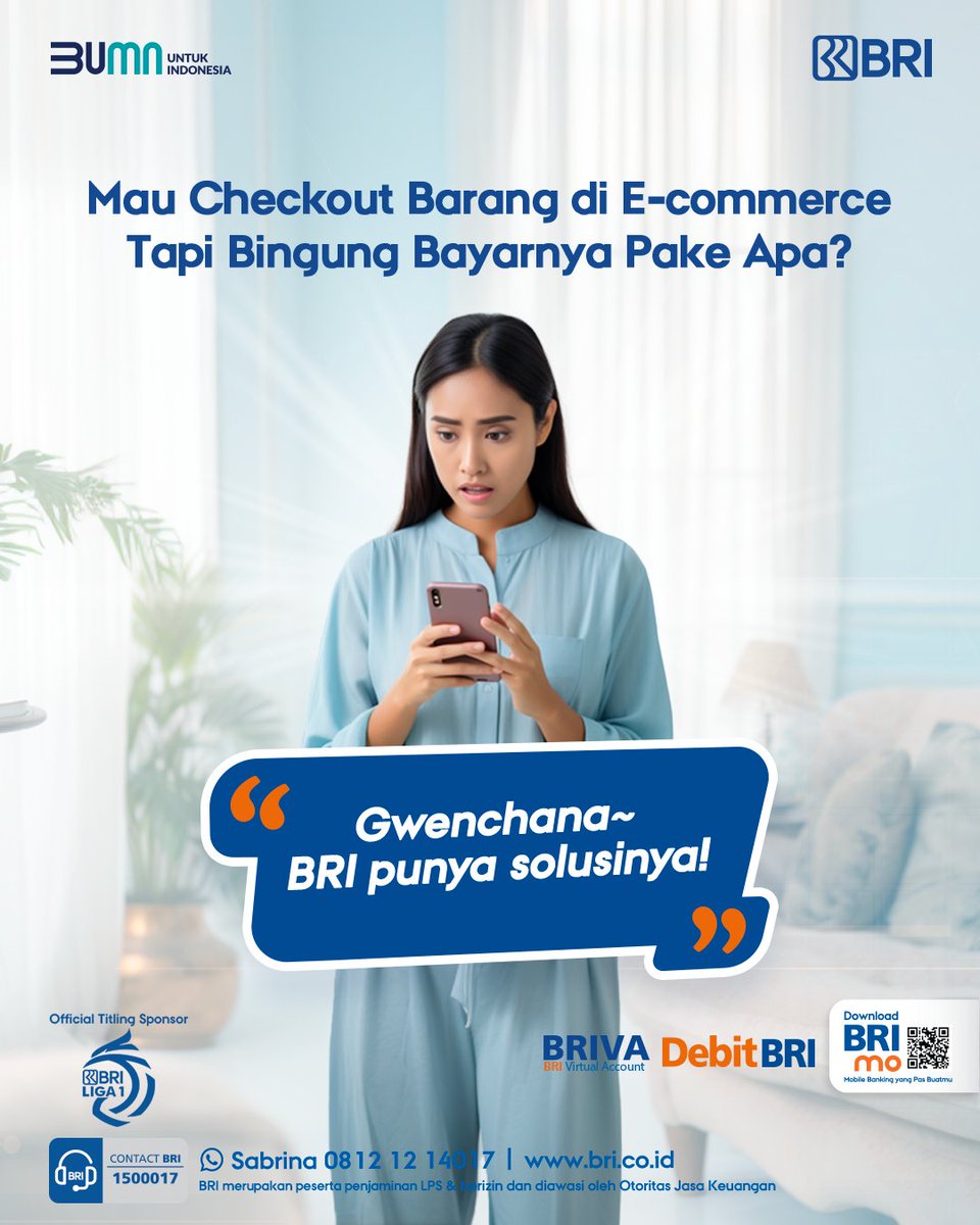 promo_BRI's tweet photo. Sobat BRI,
Mau belanja di E-commerce favorit tanpa ribet dan lelet? Gwenchana~BRI ada solusinya ✨️
Belanja di E-commerce bisa pake BRImo e-Payment, Debit BRI, dan BRIVA! Yuk, belanja online pake pembayaran BRI aja 🤗
#BRI #BRImo #BRImoepayment #DebitBRI #BRIVA https://t.co/392F9lBSte
