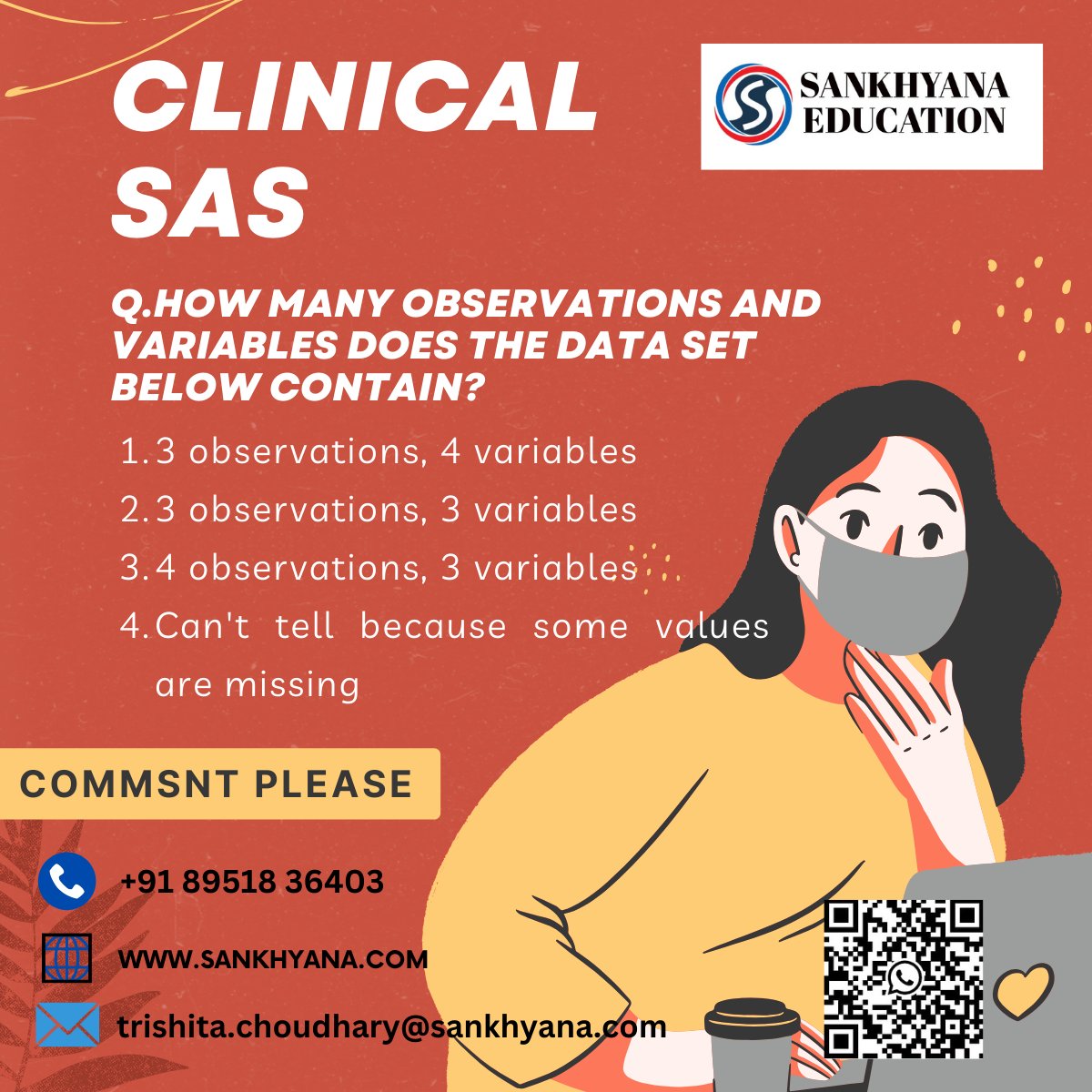 sankhayana's tweet photo. Register here:https://t.co/R5YpwOIKvh
#clinicalsas #sdtm #cdisc #clinicaltrial #statisticalprogrammer #clinicalsas, #itrecruitment, #biostatistician, #clinicaldata, #sasprogrammer, #staffingservices https://t.co/pKkaUNCHWN