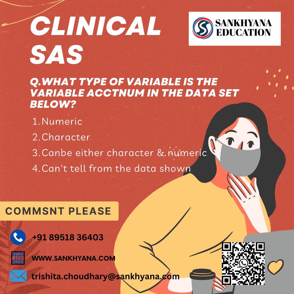 sankhayana's tweet photo. Register here:https://t.co/R5YpwOIKvh
#clinicalsas #sdtm #cdisc #clinicaltrial #statisticalprogrammer #clinicalsas, #itrecruitment, #biostatistician, #clinicaldata, #sasprogrammer, #staffingservices https://t.co/pKkaUNCHWN