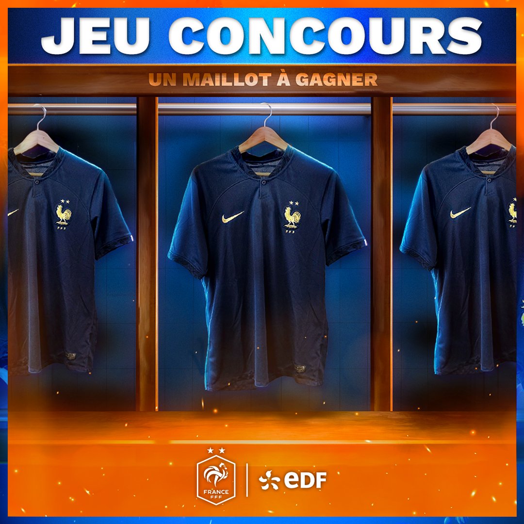 EDF_Foot's tweet photo. 🎁 JEU CONCOURS 🎁

Afin de supporter les équipes de France dans cette intense année 2024, équipez-vous avec le maillot des Bleus 🇫🇷🔥

Pour participer : 
✅ RT ce tweet
✅ Follow @energiedufoot 

TAS le 26/01 à 12h ! Bonne chance à tous 🤞 #EnergieduFoot #DLDJuin https://t.co/e3DAFiNgY5