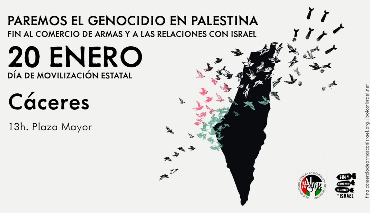 refugiados_cc's tweet photo. Sábado #20Enero en Cáceres. PlataformaRefugiadosCaceres está entre las organizaciones convocantes. La situación en Palestina se ha convertido en un genocidio que como seres humanos no podemos seguir permitiendo. Os esperamos en Plaza Mayor de Cáceres  13h.
#Palestine_Genocide https://t.co/ISUxCEmNcR