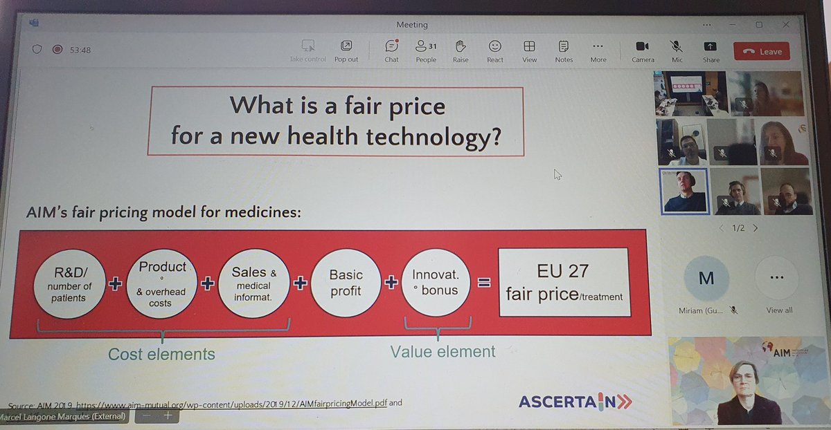 AIM's Fair Pricing Model is the basis for the @ASCERTAIN_EU project and will be taken further.