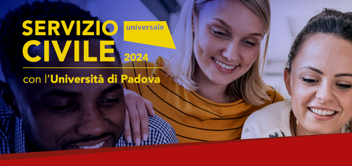 Bando per il Servizio Civile Universale: l'Ateneo partecipa con 7 progetti per 60 posti disponibili per giovani dai 18 ai 28 anni. Scadenza: 15 febbraio 2024 h. 14.00. Incontri informativi: 24 gennaio, 8 febbraio 2024: unipd.it/scn-incontri-i… Info: unipd.it/bando-servizio…