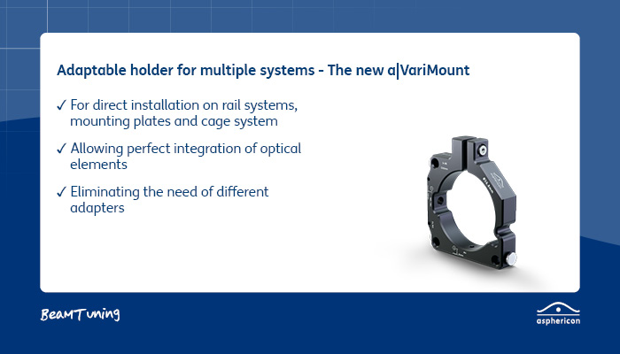 asphericonGmbH's tweet image. Discover the a|VariMount - a game-changer for #mounting solutions. This holder for direct installation on rail systems, mounting plates &amp;amp; cage systems allows perfect integration of #opticalelements &amp;amp; eliminates the need of different adapters. More: tinyurl.com/5fpvjerv
