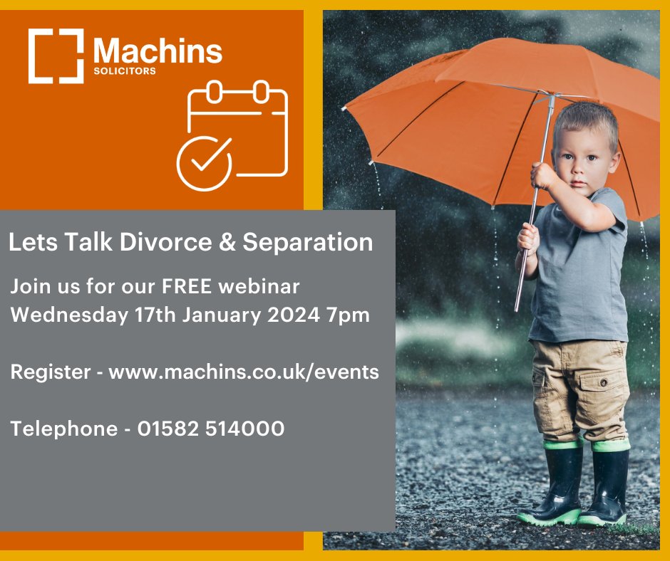 MachinsLaw's tweet photo. **THERE IS STILL TIME TO REGISTER** 'Let's Talk Divorce and Separation' - tomorrow, 17th January at 7pm 
Join our FREE online seminar if you have questions about the divorce or separation process and to hear about next steps. https://t.co/rRbxIDOBzf #divorce #separation https://t.co/mEeCmuh0Rq