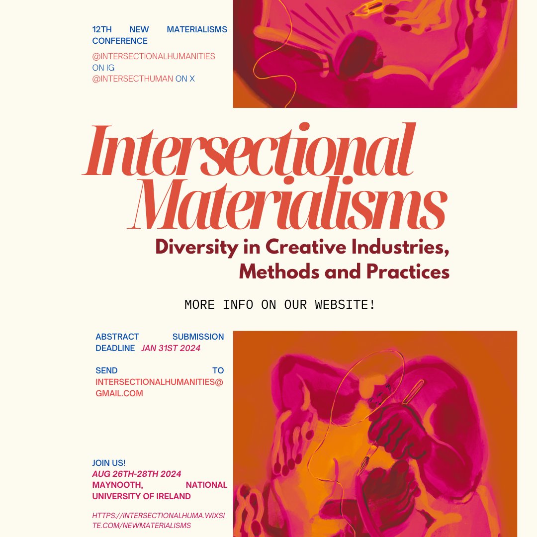 Diversity in Creative Industries conference at Maynooth University. CFP closes soon. intersectionalhuma.wixsite.com/ihss