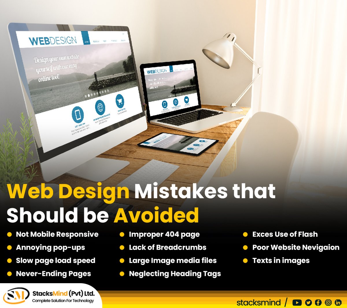 Stacks_Mind's tweet photo. Web Design Mistakes that Should be Avoided

.

.

#StackaMind #WebDesignMistakes #SEOStrategy #MobileResponsive #DigitalMarketing #UserExperience #ContentStrategy #GoogleSEO #WebDevelopment #SiteNavigation https://t.co/wP4y6vDxba