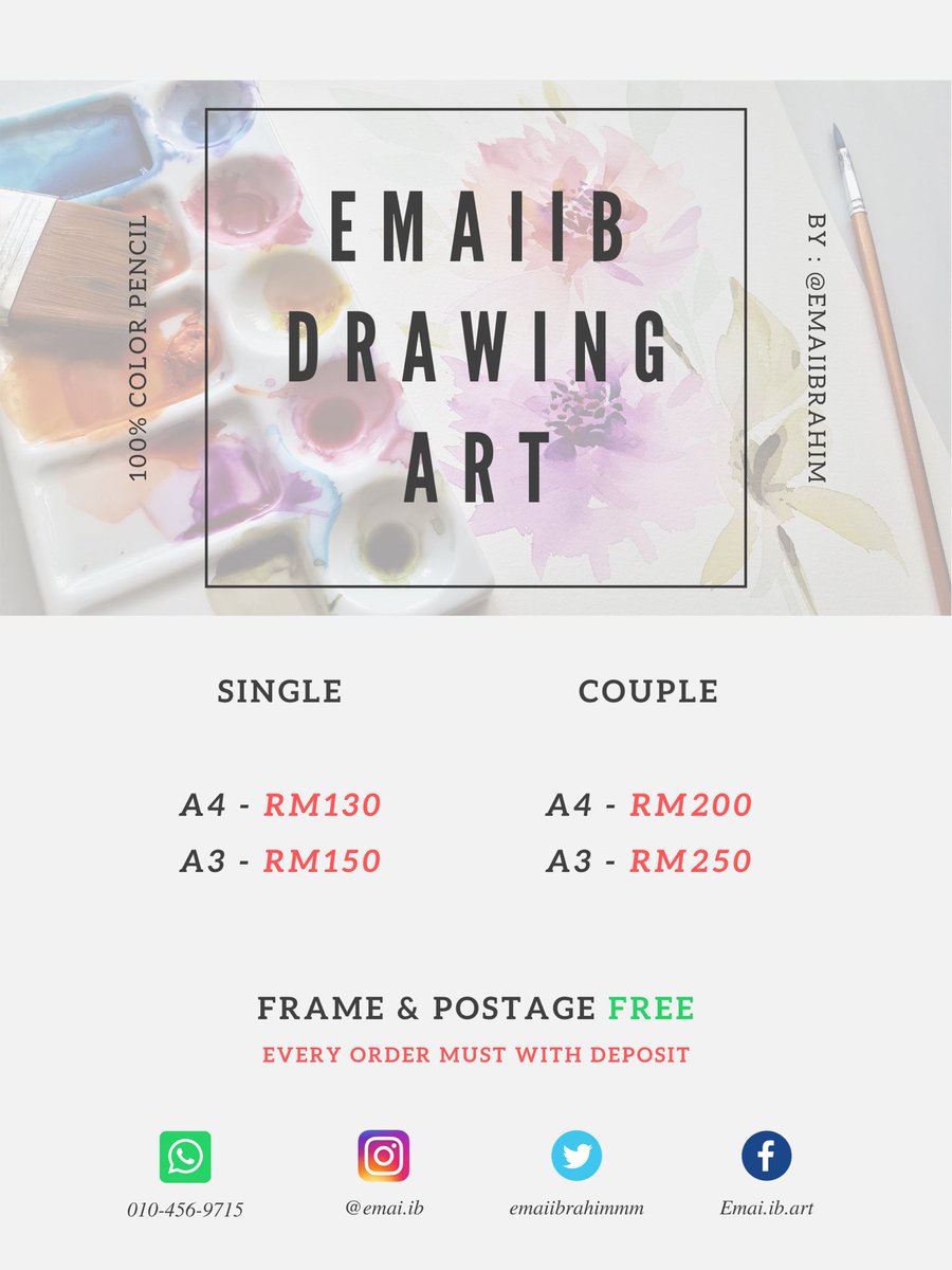 emaiibrahimmm's tweet photo. Salam semua , sesiapa berminat dengan potrait drawing , boleh pm sis ya , link ig untuk  sape sape yang nak cuci mata https://t.co/K6TEbOGIdx 
Jangan lupa share share gais , n jangan risau harga sis bagi ni harga adik beradik hihi 😉😁🤭 https://t.co/8DRrjUvlaZ