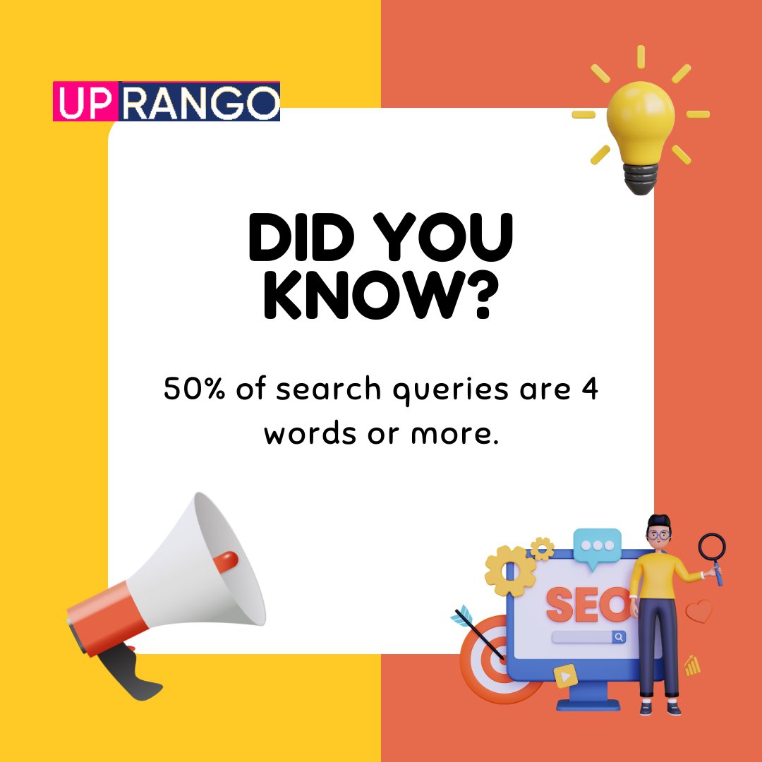 Search queries are getting smarter! Did you know half of them are now 4 words or more? This means people are searching for very specific things.
.
.
.
.
.
#SpecificSearch #SEOGetReady #NicheExpertise #SearchMarketingTips #PeopleFirst #LongTailKeywords