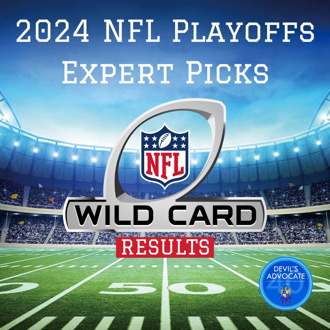 scpnewspaper's tweet photo. Wild Card Weekend is officially over. Here are the results and the current leaderboard. 

1. Ms. Ennis (T)
1. Rishi Mudiganti (T)
3. Mr. Knight (T)
3. Mrs. Betancourt (T)
3. Mr. Fleming (T)
4. Coach Westfall
5. Coach Crider (T)
5. Hawi Said (T)

#devilsadvocate40
#NFLPlayoffs https://t.co/92w44O5m6P