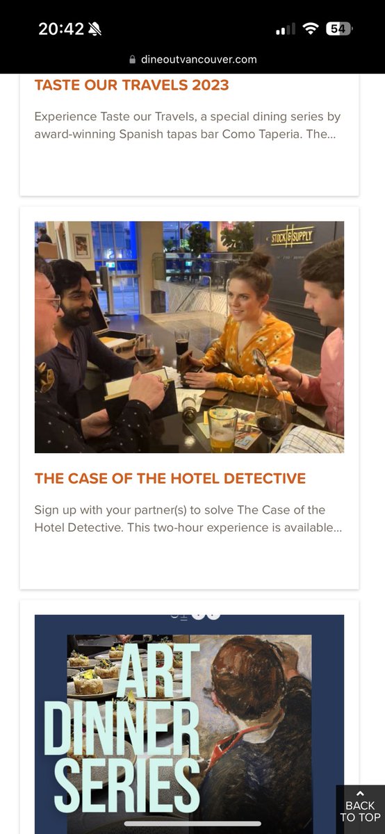 jeffsumm's tweet photo. @DineOutVanFest Hi. I was trying to book the “Hotel Detective” event you have listed on your site but there doesn’t actually be a link that works to sign up. Can you explain how to sign up? https://t.co/8J7kRo71Aw