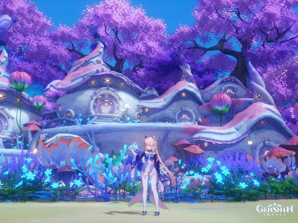 Melusine fairy house for my beloved Kokomi🩷💜🩵 Big thanks to kak @kaetdehara for creating this beautiful place for my fontaine realm🥹