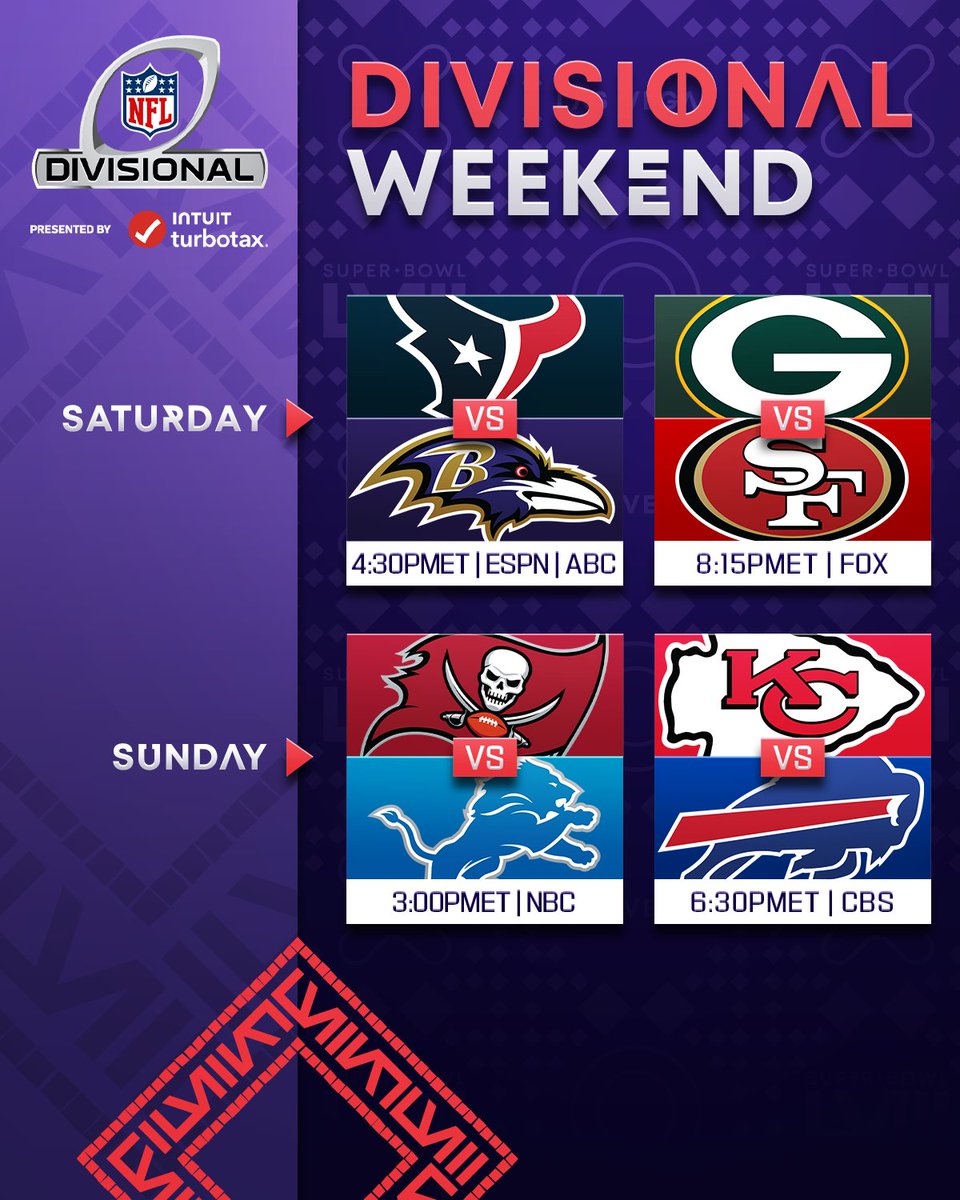 NFL's tweet image. The Divisional Round schedule is set! 🔥 #NFLPlayoffs