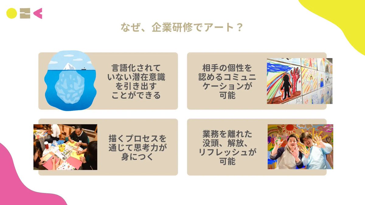 Otonanozukoclub's tweet image. ／
なぜ、企業研修でアートなのか
＼
最近ビジネスの世界でも「アート思考」という言葉が語られるようになりました。 アート思考とは、既成概念にとらわれない自由な思考法と定義され、更に不確実性の増してきたVUCA時代において必要な思考法として捉えられています。

#アート #アート思考 #VUCA