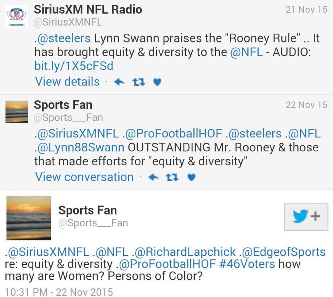 Sports___Fan's tweet photo. @ProFootballHOF @NFL @AmyTrask @OfficialMLK3 @PFHOFPrez @PeteFierle @VerasGeorge @JK_AdLibbin @30for30 @nflcommish @NFLPA @PFWAwriters @nancygay @drharryedwards Equity Diversity Tweet asked
2015 #MLK 2016, 2017, 2018, 2019, 2020, 2021, 2022, 2023, 2024 #MLKDay MLK

~ How many of .@ProFootballHOF
50 Voters
Are Women?
Are a Person Of Color Minority? .@nfl

✔️ have Never received an answer

#MLK2015 - #MLK2024

.@AmyTrask.@OfficialMLK3

⬇️ https://t.co/m4RCVUSorp
