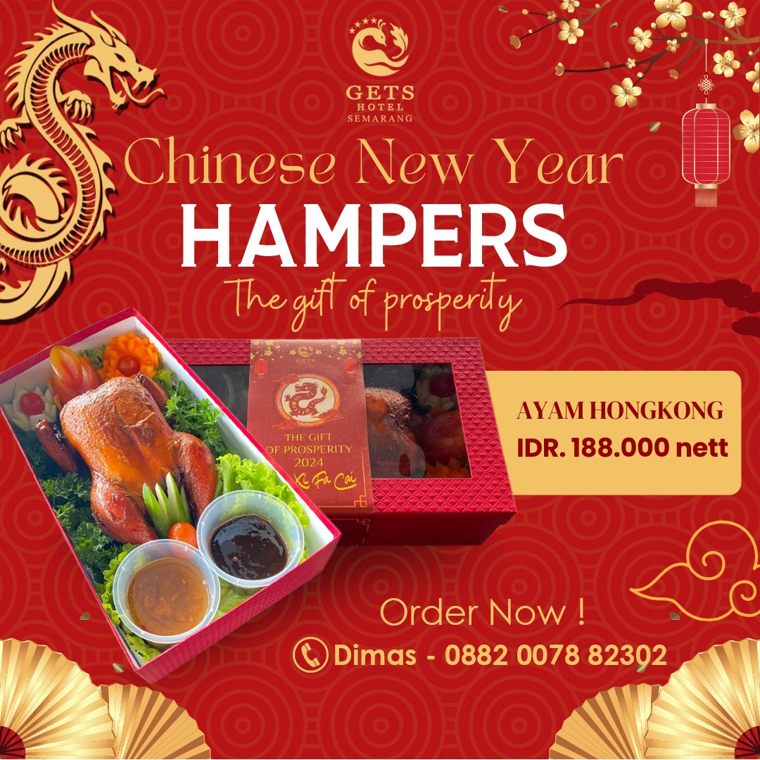 Rayakan kebahagiaan dan keberuntungan di Tahun Naga Kayu bersama Hampers Spesial Imlek kami ! Pesan sekarang dan rayakan kebahagiaan bersama kami! 🎉🧧
More Info &amp; Order :
WA (024) 86400 500 / 0882 0078 82302

#cny2024 #imlek2024 #chinesenewyear #barongsai #hotelsemarang #hampers
