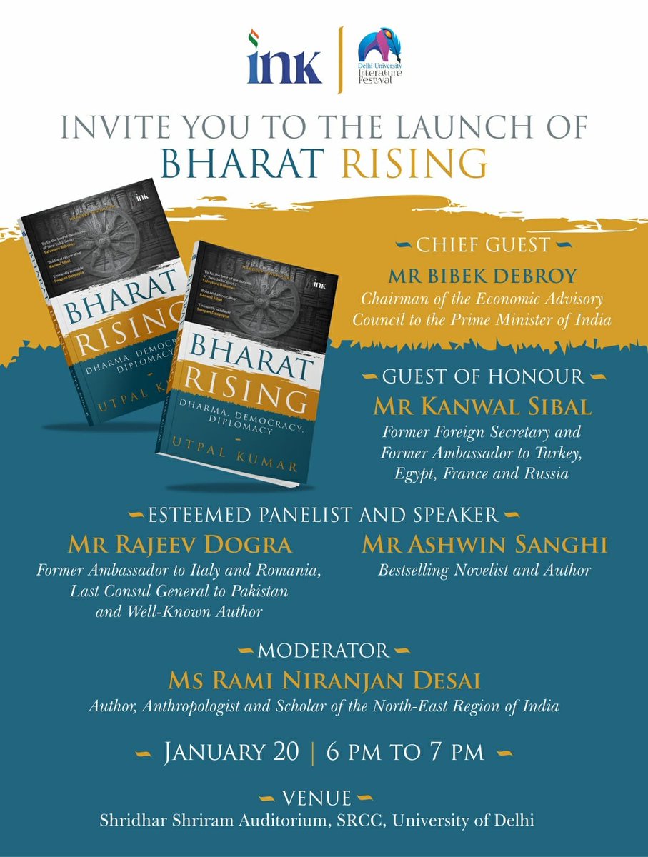 Join us for the grand book launch of 'Bharat Rising' by @Utpal_Kumar1.

#BluOneInk #BharatRising #BookLaunch #UtpalKumar #LiteraryEvent