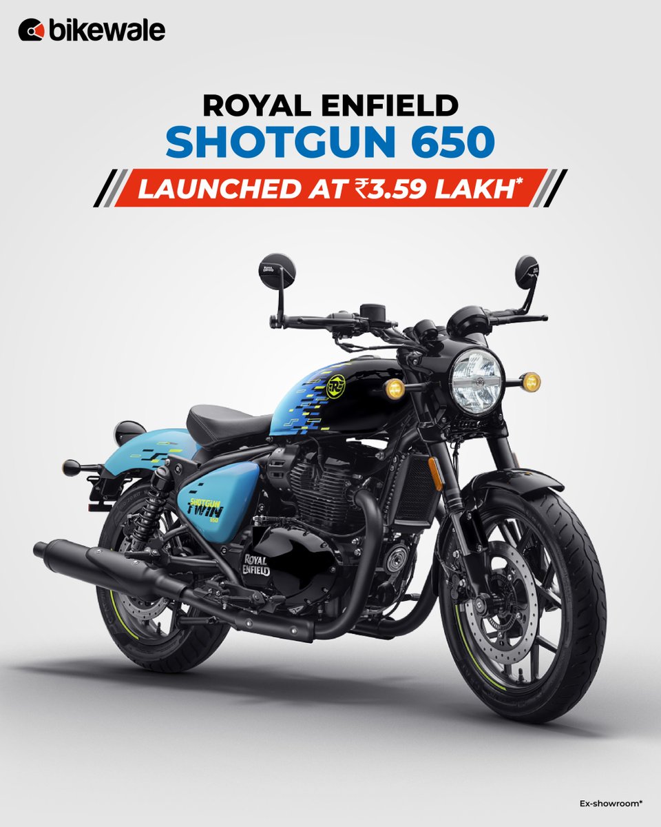 BikeWale's tweet image. #RoyalEnfield has launched #Shotgun650 in India, priced between ₹3.59 lakh to ₹3.73 lakh (ex-showroom). The motorcycle is available in three variants. Read more: bit.ly/3u3Jp6p

#BWLaunch