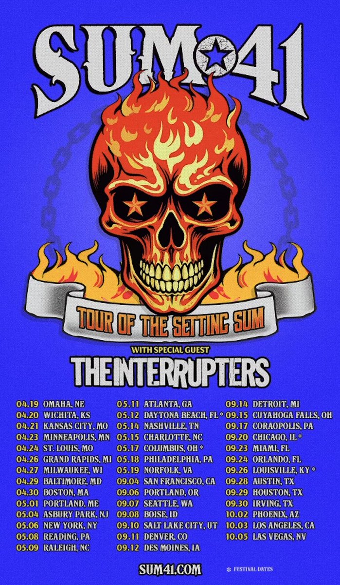 So stoked to head across the US with the incredible @Sum41 on the “Tour of the Setting Sum”!! 🔥 All dates on sale Friday, Jan 19 @ 10am local time. These shows are gonna be so SO fun!! 🥳 🎫 wearetheinterrupters.com/tour