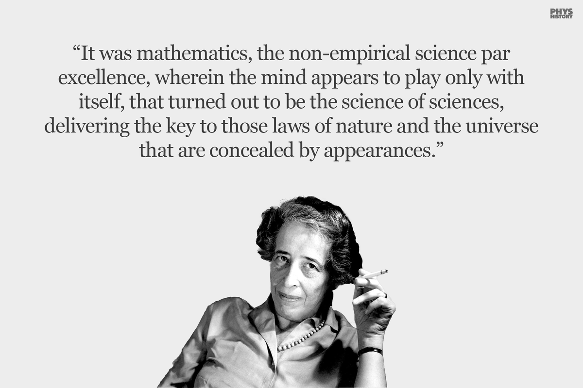 PhysInHistory's tweet photo. Hannah Arendt on mathematics 💭