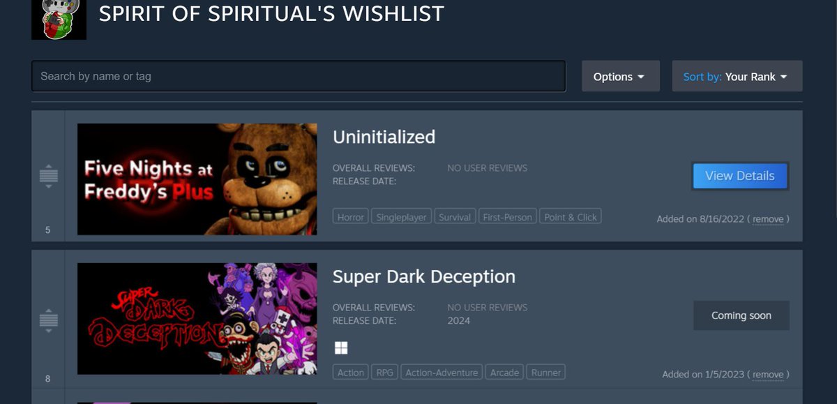 NotRagingGamer's tweet image. Not tryna start anything or bring up any drama from the past. If anything, I beg for you all not to. But I was randomly scrolling through my Steam wishlist and saw this. Anyone know what's going on?