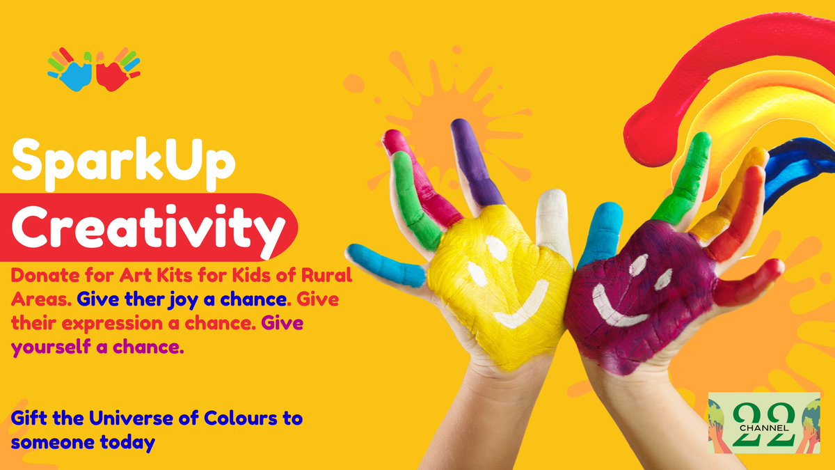 Because it’s not always about the struggle. It’s about joy and happiness and the process of creating art that every child has a right to. #SparkUp Creativity. Donate colour kits for kids of rural India. Spark Up their lives with the abundance of colours. <a href="/Channel22org/">Channel22org</a>