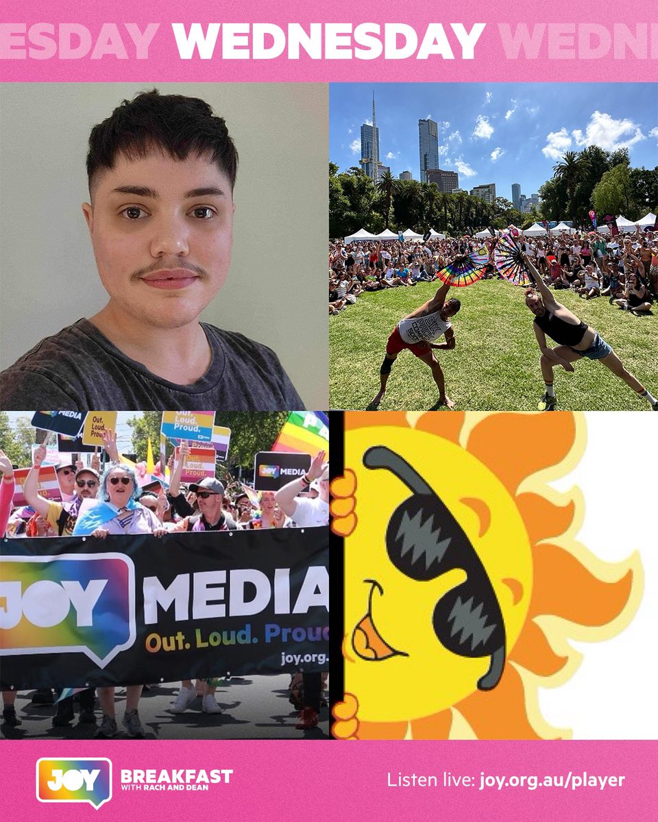 Wed morn join us on @joy949 as they welcome back Fenn post top surgery, talk protecting your skin with @SunSmartVIC, find out about the @proud2playinc Sports Precinct at @midsumma Carnival + what’s the best marching tune for Pride March? Find out 7-9 am AEDT #JOYBreakfast #JOY30