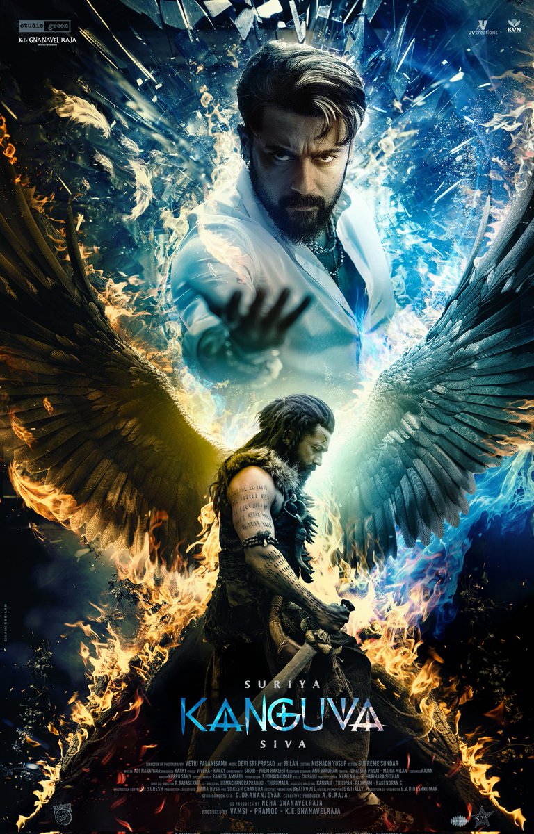 Kanguva (@kanguvathemovie) on Twitter photo A Destiny Stronger Than Time ⏳
The past, present and future.
All echo one name! #Kanguva 🦅
Here is the #KanguvaSecondLook ⚔️
<a href="/Suriya_offl/">Suriya Sivakumar</a> <a href="/DishPatani/">Disha Patani</a> <a href="/directorsiva/">siva+director</a> <a href="/ThisIsDSP/">DEVI SRI PRASAD</a> <a href="/GnanavelrajaKe/">Gnanavelraja Ke</a> <a href="/StudioGreen2/">Studio Green</a> <a href="/UV_Creations/">UV Creations</a> <a href="/KvnProductions/">KVN Productions</a> <a href="/NehaGnanavel/">neha nehu:)</a> <a href="/saregamasouth/">Saregama South</a> A Destiny Stronger Than Time ⏳
The past, present and future.
All echo one name! #Kanguva 🦅
Here is the #KanguvaSecondLook ⚔️
<a href="/Suriya_offl/">Suriya Sivakumar</a> <a href="/DishPatani/">Disha Patani</a> <a href="/directorsiva/">siva+director</a> <a href="/ThisIsDSP/">DEVI SRI PRASAD</a> <a href="/GnanavelrajaKe/">Gnanavelraja Ke</a> <a href="/StudioGreen2/">Studio Green</a> <a href="/UV_Creations/">UV Creations</a> <a href="/KvnProductions/">KVN Productions</a> <a href="/NehaGnanavel/">neha nehu:)</a> <a href="/saregamasouth/">Saregama South</a>