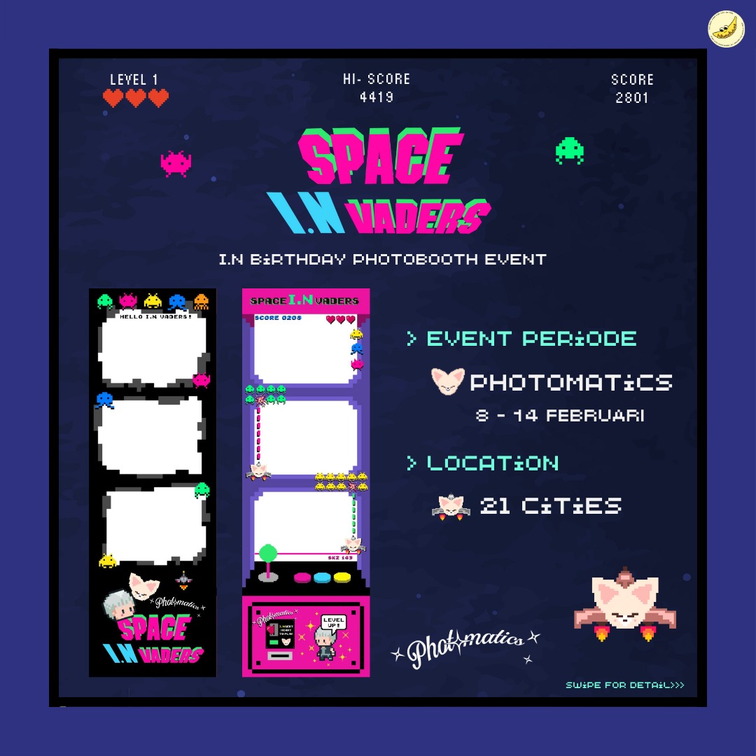 stayspedia_id's tweet photo. – Welcome To the Stray Kids Gameverse: Space I.Nvaders

YANG JEONGIN special birthday✨️ PHOTOBOOTH event at @photomaticsid 
📍21 Cities
🗓 8 - 14 Februari 2024

Don’t forget to share and tag @hihanghohengSKZ using ht #space_INvaders

Event by @hihanghohengSKZ https://t.co/kXBmuiP4Gc