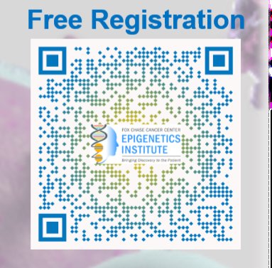 Whetstine Lab (@whetstinelab) on Twitter photo Please Re-post
REGISTER NOW- STILL TIME
Free Hybrid <a href="/CeiFccc/">@CEI-FCCC</a> #Epigenetics Symposium w/ world-leaders #academia & #Industry
GOAL- anyone, anywhere at any educational level attend
Free registration- QR code or foxchase.org/epigenetics2024
<a href="/FoxChaseCancer/">Fox Chase Cancer Center</a> <a href="/GAlmouzni/">Geneviève Almouzni</a> #Henikoff <a href="/HHMINEWS/">HHMI</a> Please Re-post
REGISTER NOW- STILL TIME
Free Hybrid <a href="/CeiFccc/">@CEI-FCCC</a> #Epigenetics Symposium w/ world-leaders #academia & #Industry
GOAL- anyone, anywhere at any educational level attend
Free registration- QR code or foxchase.org/epigenetics2024
<a href="/FoxChaseCancer/">Fox Chase Cancer Center</a> <a href="/GAlmouzni/">Geneviève Almouzni</a> #Henikoff <a href="/HHMINEWS/">HHMI</a>