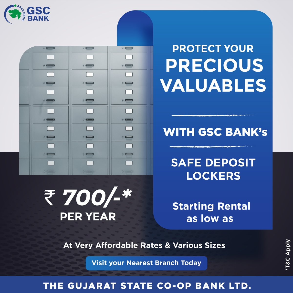 GSCBank's tweet photo. Safeguard your valuables with GSC BANK
Lockers at Very Affordable Rates & Various Sizes.
Visit your nearest branch today.
#GSCB #lockers #secureyourvaluables
#safedepositlocker #safety #banking #Securebanking
#affordable #VariousSizes https://t.co/0Wh3Q6tDKX