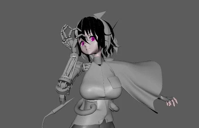 テクスチャないけどでーきた。ゲームでも実装できる多数階層構造を持つ人体キャラクターがよお…!!!