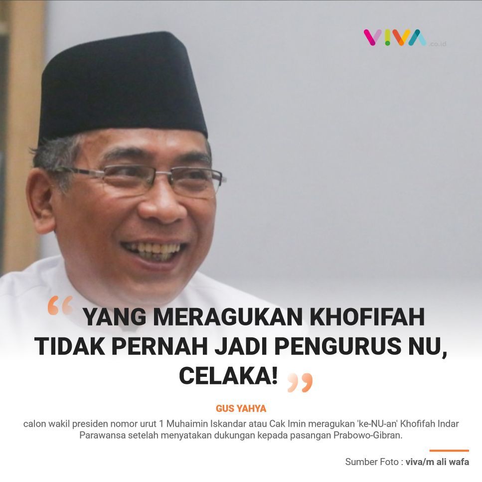 VIVAcoid's tweet image. Ketua Umum Nahdlatul Ulama (NU) Yahya Cholil Staquf menyebut yang meragukan 'ke-NU-an' Gubernur Jawa Timur Khofifah Indar Parawansa berarti tidak pernah menjadi pengurus organisasi masyarakat terbesar di Indonesia itu.

viva.co.id/berita/politik…
___
#vivacoid #gusyahya #khofifah