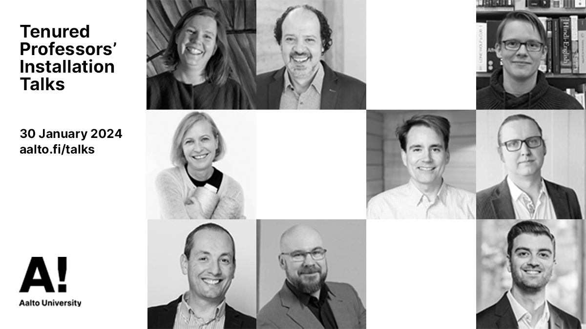 Aalto University ARTS (@aaltoarts) on Twitter photo The next Tenured Professors' Installation Talks will take place 30 January! Aalto ARTS professors Julia Lohmann and Maarit Salolainen from the Department of Design will take the stage along with colleagues from all over the university✨ 
Read more: bit.ly/3jMtWyy The next Tenured Professors' Installation Talks will take place 30 January! Aalto ARTS professors Julia Lohmann and Maarit Salolainen from the Department of Design will take the stage along with colleagues from all over the university✨ 
Read more: bit.ly/3jMtWyy