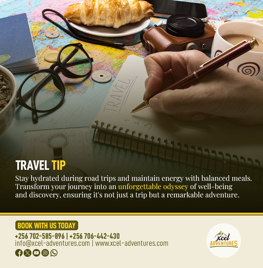 Travel tip: Keep well-hydrated during road trips and sustain your energy with balanced meals. This simple practice turns your journey into an unforgettable adventure, prioritizing well-being and discovery. Make it more than just a trip – make it an extraordinary experience. 🌟