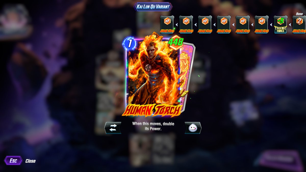 BigBoy8805's tweet photo. Was playing an auto Phoenix Force deck and got Human torch beefy! 💪💪 @MOLT_YT @MARVELSNAP #MarvelSnap https://t.co/cRZubv0C6J