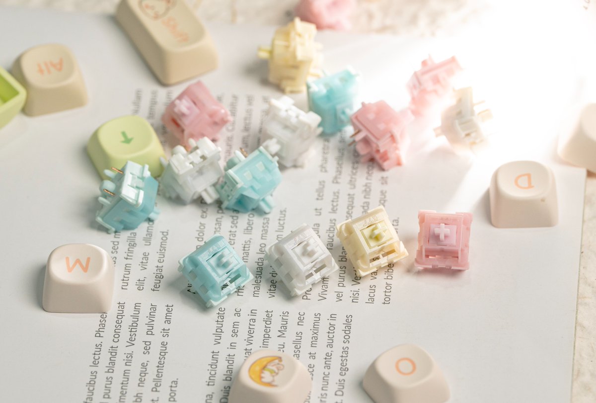 EpomakerK's tweet photo. Who hasn't checked out our KTT Baby Series Switch set? 💖
🩵: Tactile
💛: Linear
🩷: Linear
🤍: Linear
・
🌈
#epomaker #epomakerkeyboard #keyboard #babylove #babyblue #babyyellow #babypink #Babywhite https://t.co/94vNGb1pDw