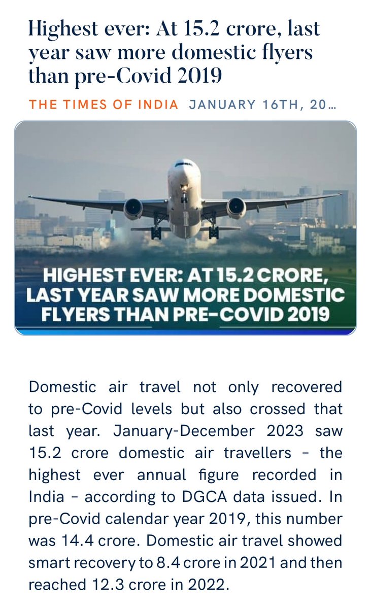 vilassathe1969's tweet photo. Highest ever: At 15.2 crore, last year saw more domestic flyers than pre-Covid 2019
https://t.co/nP7RMZt7vT via NaMo App https://t.co/rwTiSlOHgK