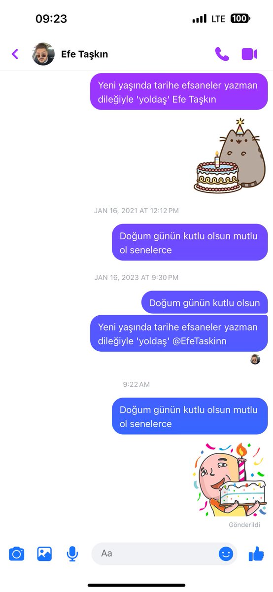 Yeni yaşında tarihe efsaneler yazman dileğiyle 'yoldaş' @EfeTaskinn