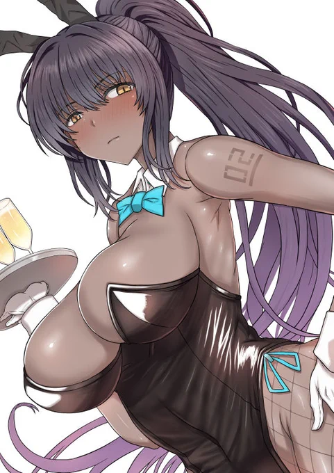 ブルアカのバニーカリン落書き～。褐色スキー! 