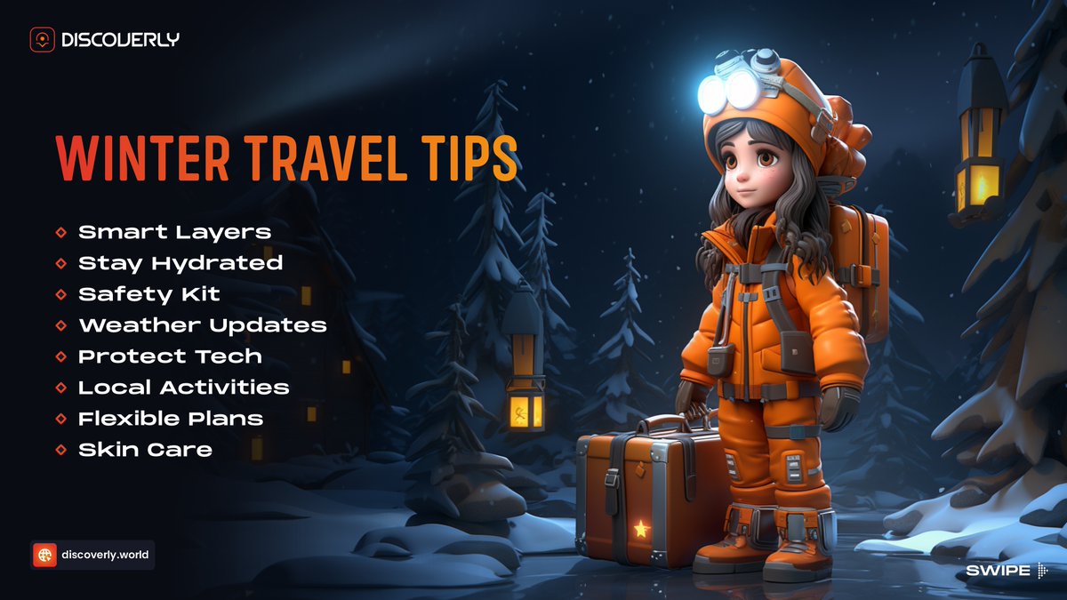 DiscoverlyWorld's tweet photo. Braving the cold for a winter #adventure? ❄️🧳 Here are our top #tips to make your winter travels safe and enjoyable! Follow the thread 👇 #WinterTravelTips #Discoverly #TravelSmart #SnowyAdventures #TravelTips #Wanderlust https://t.co/IFYbHRtzfE