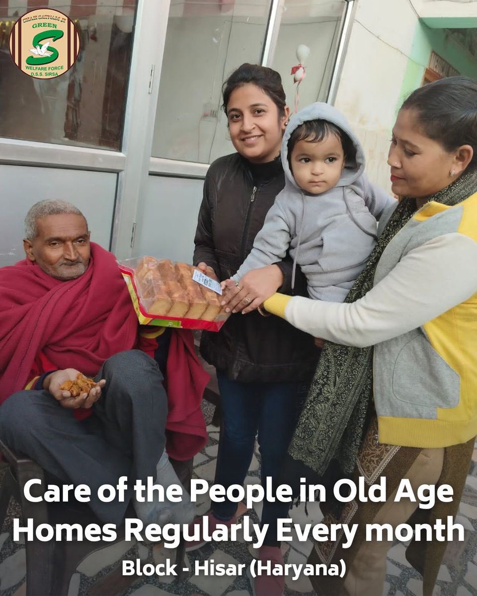 GreenSwelfares's tweet photo. Uniting generations with kindness, Shah Satnam Ji Green 'S' Welfare Force Wing volunteers are spreading joy and love, dedicating their time to senior citizens in old age homes and children in orphanages. Their commitment to nurturing all ages is a beautiful example of service. #HelpingHand #ElderlyCare #DeraSachaSauda