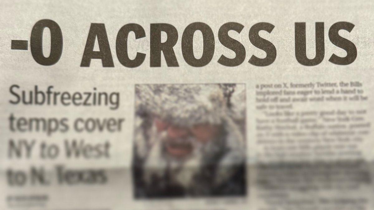 bakopaper's tweet photo. Forecasting models indicate temps will soon rise to 0 and then +0 by the afternoon. 

#weather #forecast #negativezero #freeze #🥶🥶🥶 #newspaper #headline #bakopaper https://t.co/jMh7SKovxT