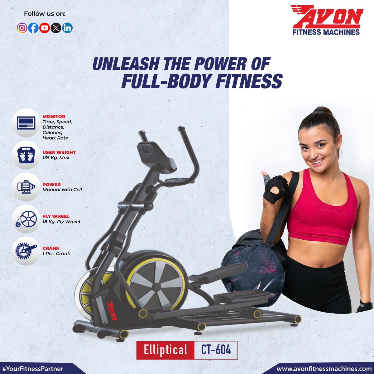 Unlock your fitness potential with the Avon Fitness Cross Trainer – your key to a healthier, stronger you. Compact, sleek, and powerful, this cross trainer is designed to elevate your workout experience.

#chestpress #excercising #workoutmotivation #workoutspecialist