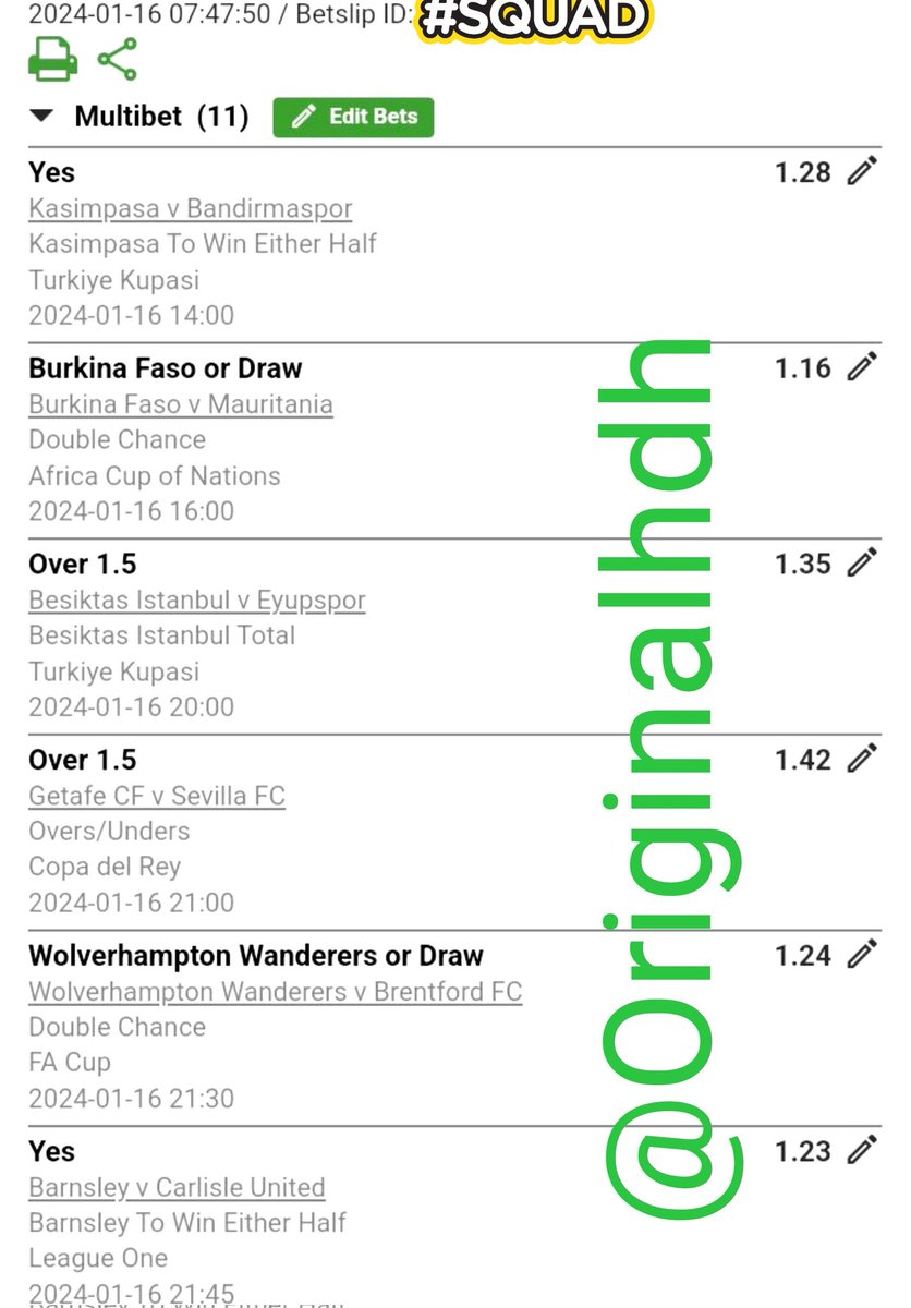 Originalhdh's tweet photo. Good morning everyone. Happy Tuesday! Hope your week has started off on a positive note, and is moving gracefully thus far.🙏🏽 Here are my picks/selections for today's games. Let's try once again. #PuntersSA #BetwaySquad #Betaway #letskeephustling 👊🏾
Booking code: X65B3F5BF https://t.co/hWxNpVeJDA