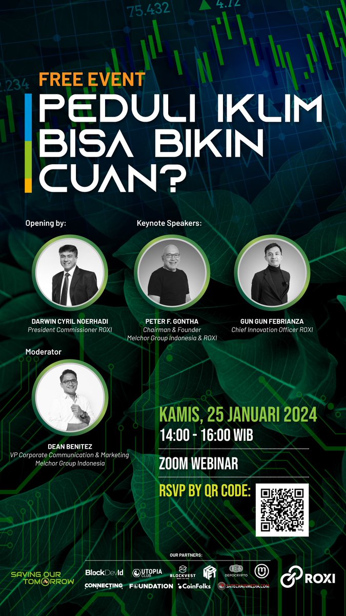 deanbenitez's tweet photo. ROXI mengundang kamu untuk mengikuti webinar *“Peduli Iklim Bisa Bikin Cuan?”* yang akan diadakan pada: *Kamis, 25 Januari 2024* mulai pukul 14.00 WIB. 

Ada giveaway ratusan ribu Rupiah juga lho bagi para peserta!

https://t.co/VzP6fT4NxK 

#SavingOurTomorrow🙏🏼 https://t.co/SLwgaauJyI