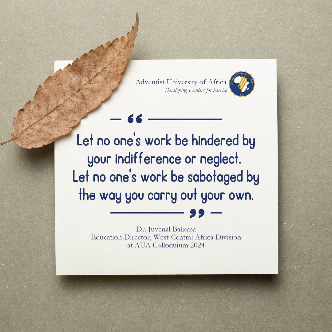 auauniversity's tweet photo. Powerful, pointed, potent devotional from Dr. Juvenal Balisasa, Education Director, West-Central Africa Division at AUA Colloquium 2024. 

#adventisteducation, #adventistuniversityofafrica #positivesynergy https://t.co/vjwNLKCTAS