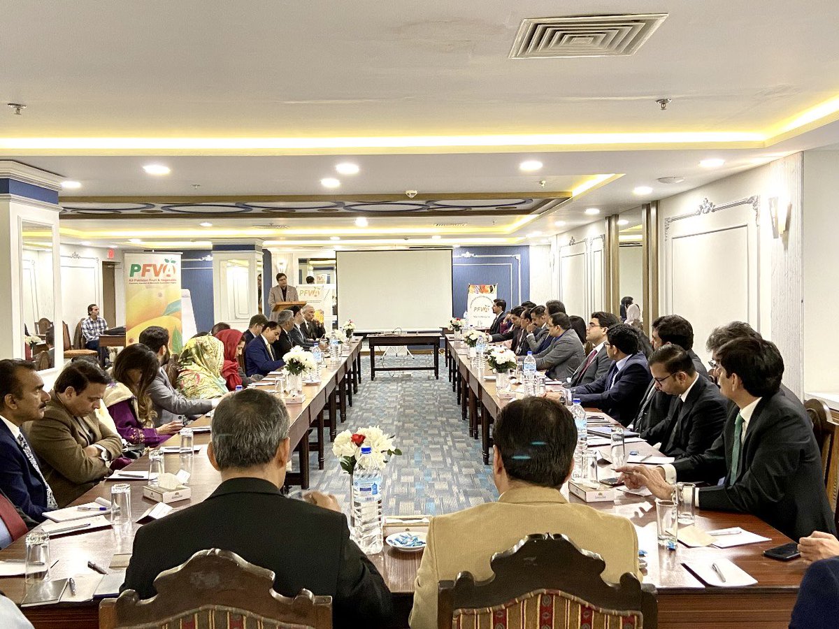 waheedAmed's tweet photo. Orientation Session Empowers Trade & Investment Officers for Enhanced Fruit and Vegetable Exports

The All Pakistan Fruit & Vegetable Exporters, Importers, and Merchants Association (PFVA) conducted a comprehensive orientation session on January 15, 2024, aimed at equipping forty (40) newly appointed Trade & Investment Officers (TIOs). These officers will be stationed in Pakistani Embassies, High Commissions, and Consulates across diverse countries worldwide.

The primary objective of the orientation meeting was to familiarize the TIOs with the specific challenges and opportunities within the fruit and vegetable export sector. The Patron-in-Chief of PFVA, Mr. Waheed Ahmed, in his opening address, highlighted critical issues hindering the full realization of Pakistan's export potential in fruits, vegetables, and value-added products. He emphasized the need for research and development, diverse varieties, improved quality, resolution of quarantine issues, and addressing short shelf life.

Mr. Waheed Ahmed underscored the pivotal role TIOs can play in advancing the export of fruits and vegetables by serving as vital links between domestic producers and international markets. Key areas of contribution highlighted included Market Research and Intelligence, where TIOs can identify promising new markets, taking into account factors such as demand, competition, import regulations, and consumer preferences.

The Patron-in-Chief further emphasized the role of TIOs in facilitating trade connections by building relationships with potential importers and distributors in target markets. This includes negotiating trade deals and promoting the high quality and safety standards of Pakistani fruits and vegetables.

Dr. Muhammad Tariq Khan, Director (Technical) of the Department of Plant Protection (DPP), addressed the TIOs regarding quarantine-related issues and Sanitary and Phytosanitary (SPS) compliance. He stressed the importance of TIOs in linking DPP with National Plant Protection Organizations (NPPOs) in their respective countries of assignment, supporting DPP in quarantine SPS compliance matters, exploring new markets, and facilitating trade negotiation.

During the interactive question-and-answer session, the TIOs posed thoughtful questions, and responses were provided by Mr. Waheed Ahmed (PFVA) and Dr. Tariq Khan (DPP).

In his concluding address, Mr. Abdul Malik, Chairman PFVA, expressed gratitude to the TIOs and extended his best wishes for their success in their new assignments. He voiced expectations that the TIOs would play an effective role in enhancing exports within the promising sector of fruits and vegetables during their postings in various countries.

The PFVA looks forward to continued collaboration with the Trade & Investment Officers for the collective advancement of Pakistan's agricultural exports.