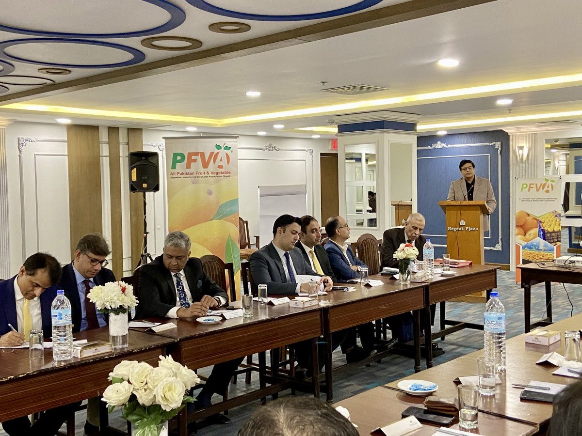 waheedAmed's tweet photo. Orientation Session Empowers Trade & Investment Officers for Enhanced Fruit and Vegetable Exports

The All Pakistan Fruit & Vegetable Exporters, Importers, and Merchants Association (PFVA) conducted a comprehensive orientation session on January 15, 2024, aimed at equipping forty (40) newly appointed Trade & Investment Officers (TIOs). These officers will be stationed in Pakistani Embassies, High Commissions, and Consulates across diverse countries worldwide.

The primary objective of the orientation meeting was to familiarize the TIOs with the specific challenges and opportunities within the fruit and vegetable export sector. The Patron-in-Chief of PFVA, Mr. Waheed Ahmed, in his opening address, highlighted critical issues hindering the full realization of Pakistan's export potential in fruits, vegetables, and value-added products. He emphasized the need for research and development, diverse varieties, improved quality, resolution of quarantine issues, and addressing short shelf life.

Mr. Waheed Ahmed underscored the pivotal role TIOs can play in advancing the export of fruits and vegetables by serving as vital links between domestic producers and international markets. Key areas of contribution highlighted included Market Research and Intelligence, where TIOs can identify promising new markets, taking into account factors such as demand, competition, import regulations, and consumer preferences.

The Patron-in-Chief further emphasized the role of TIOs in facilitating trade connections by building relationships with potential importers and distributors in target markets. This includes negotiating trade deals and promoting the high quality and safety standards of Pakistani fruits and vegetables.

Dr. Muhammad Tariq Khan, Director (Technical) of the Department of Plant Protection (DPP), addressed the TIOs regarding quarantine-related issues and Sanitary and Phytosanitary (SPS) compliance. He stressed the importance of TIOs in linking DPP with National Plant Protection Organizations (NPPOs) in their respective countries of assignment, supporting DPP in quarantine SPS compliance matters, exploring new markets, and facilitating trade negotiation.

During the interactive question-and-answer session, the TIOs posed thoughtful questions, and responses were provided by Mr. Waheed Ahmed (PFVA) and Dr. Tariq Khan (DPP).

In his concluding address, Mr. Abdul Malik, Chairman PFVA, expressed gratitude to the TIOs and extended his best wishes for their success in their new assignments. He voiced expectations that the TIOs would play an effective role in enhancing exports within the promising sector of fruits and vegetables during their postings in various countries.

The PFVA looks forward to continued collaboration with the Trade & Investment Officers for the collective advancement of Pakistan's agricultural exports.